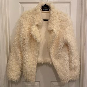 Kittenish cream faux fur coat in size xs